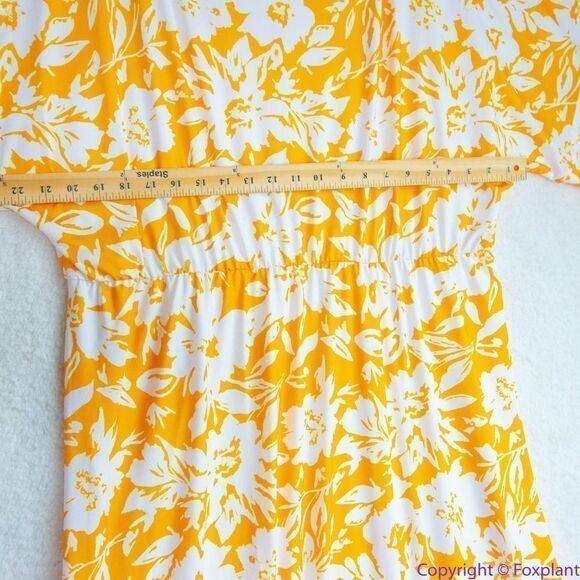 NEW Eloquii yellow floral Dolman Sleeve Maxi Dress with Slit,18 - Picture 9 of 16